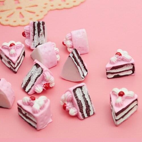 10Pcs Colorful Mix Cake Resin Miniature Flowers Candy Cake Cabochons for Home Decor Craft Accessory DIY Doll House Toys