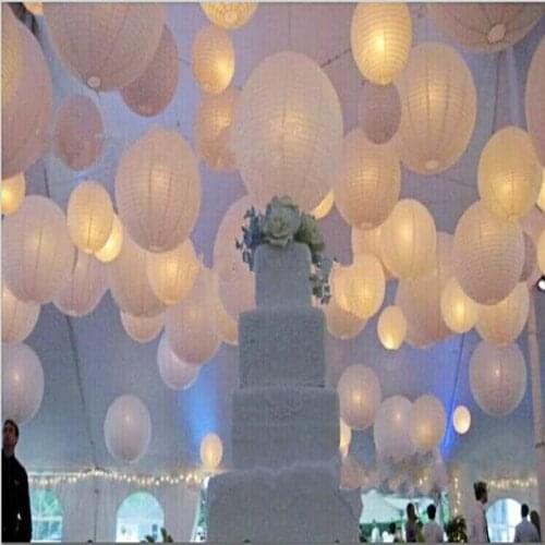 12" 30CM White Theme Wedding Holiday Hanging LED Paper Lantern With Candle Lights For Party Decoration 20 Pcs/lot