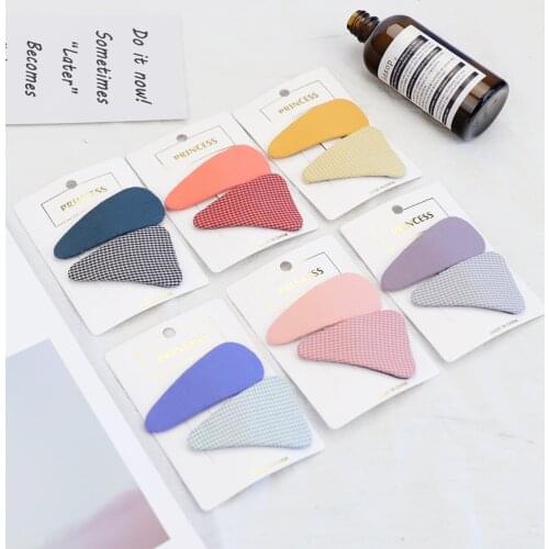 2021 New 2 PC Popular Fabric Hairpin Girls Cute Colorful Headdress Water Drop Shape Triangle Beautiful Accessories For Girls