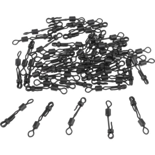 50pcs Matt Black Side-Line Rolling Swivels Fishing Hooks Line Connector 4
