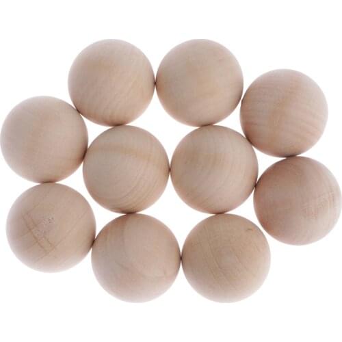 10Pcs Wooden Toy Accessoy Natural Wood Round Ball No Hole Crafts Making 35mm