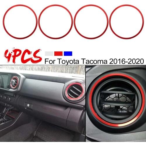 3 color Car Accessories Car Air Conditioning Inner/Outer Rings Decoration Cover Trim 4Pcs For Toyota Tacoma 2016-2020