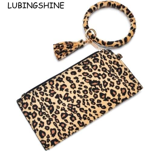 Keychain Bracelet Wristlet Bangle Key Holder Large Round Keyring Leather Tassel for Women Girls with Wallet