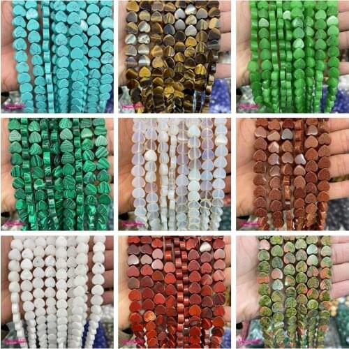 Natural Multicolor Stone Spacer Loose Beads High Quality 10mm Smooth Heart Shape DIY Gem Jewelry Accessories 38Pcs wk413