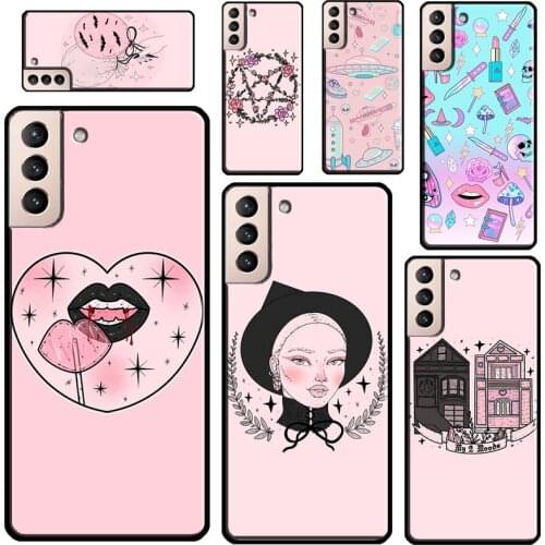 Girly Pastel Witch Goth Pattern Case For Samsung Galaxy S21 Ultra S20 FE S8 S9 S10 Plus Note 10 Note 20 Ultra Back Cover