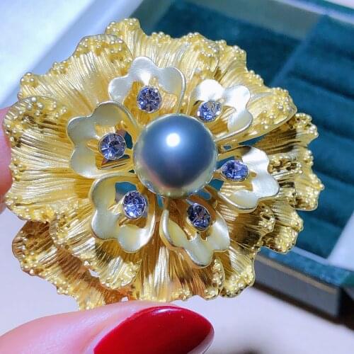 Flower DIY Brooch Pin Mountings Base Findings Accessories Jewelry Settings Parts for Pearls Jade Crystals Agate Coral