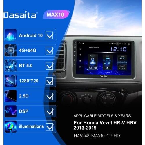 Dasaita for Honda Vezel HR-V HRV GPS 2013 2014 2015 2019 Car AndroidStereo Radio BT5.0 Navigation 9" IPS Screen 64G ROM