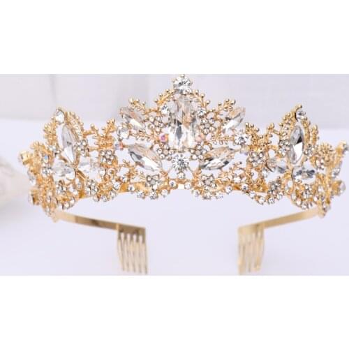 2020 Wedding Crown tiara Crystal Diadema Bridal Headpiece tiaras and crowns Gold Bride Hair Jewelry Wedding Hair Accessories