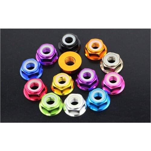 DIN6926 Multicolor aluminum alloy flange nut M2 M3 M4 M5 M6 nut nylon ring flange screw nut self-locking nut