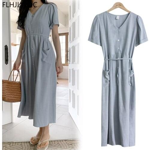 Women Cute Japanese Korean Design Holiday Date Wear Temperament Lady Floral Print Vintage Button Shirt Dress Long