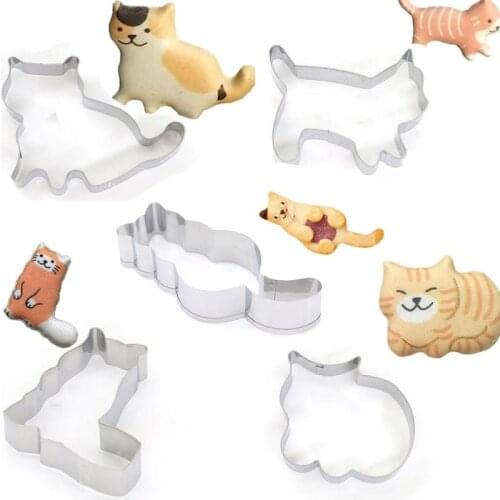 DIY Fondant Cake Sugarcraft Baking Mould Cat Shapes Cookie Cutter Food Grade Stainless Steel Biscuit Mold Home Kitchen Cocina