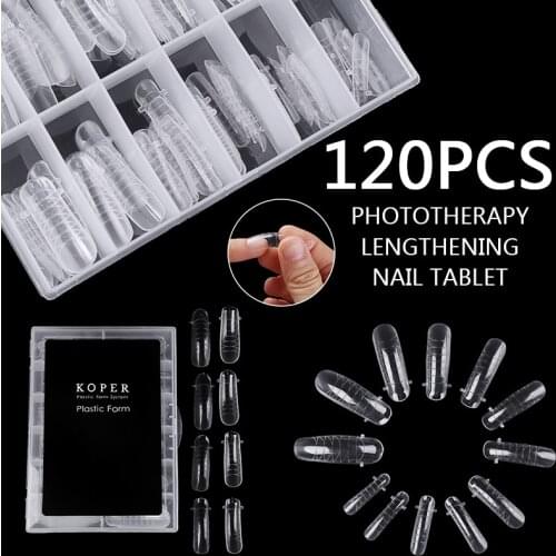 Builder Gel Mold Forms 120Pcs Building Mold Nail Tips Dual Form False Nails Reusable UV Builder Tips Clip Clear Full Cover Shape