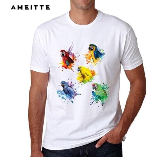 2019 Newest Fashion Colorful Birds T Shirt Summer High Quality Animal Printed T-Shirt Mens Hipster Streetwear Tee Tops
