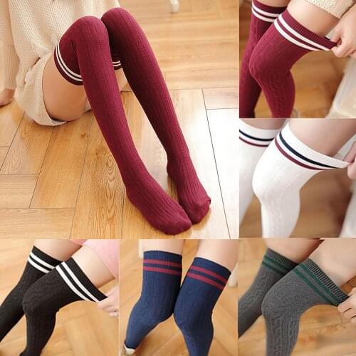 Women Girl Winter Over Knee High Socks Cotton Leg Warmer Knit Soft Thigh High Long Socks Leg Warmer Soft Slimming Stockings 2020