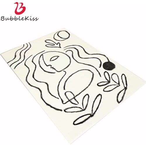 Bubble Kiss Lamb Wool Carpet For Living Room Abstract Art Lines Non-Slip Floor Mats Home Bedroom Decor Bedside Thicken Rugs