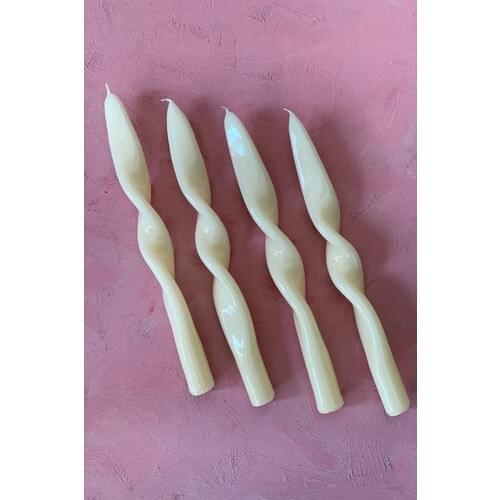 Mysterious Home 4 Pcs Set Cream Color Twisted Candlestick Candle