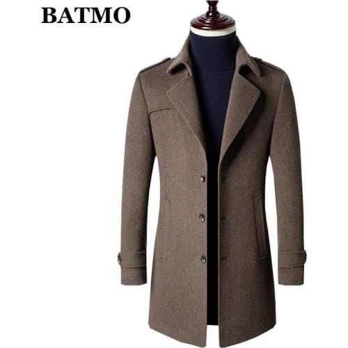 BATMO 2020 new arrival winter wool thicked trench coat men,mens casual wool jackets 2181