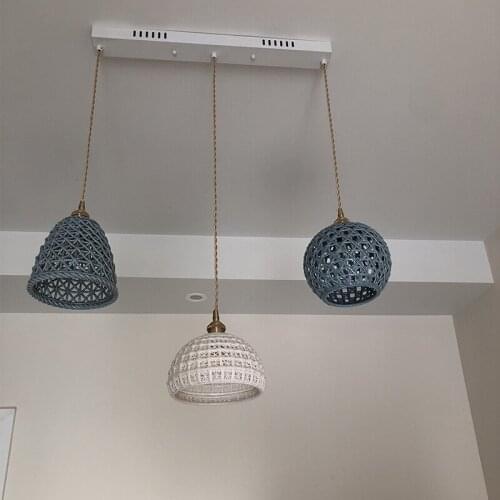 New Design Home Decor Bar Rattan Led Modern Cage Pendant Lamp Nordic Chandeliers Lustre Pendente lamparas de techo colgante