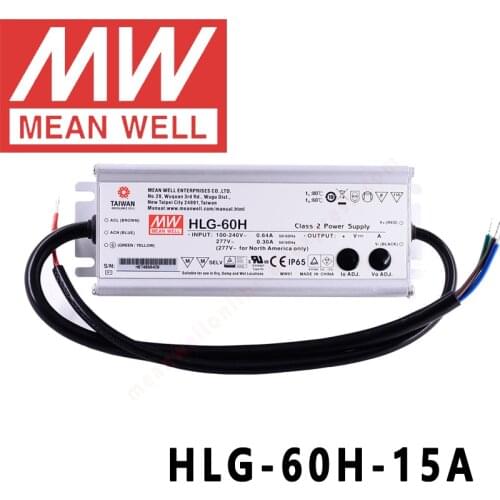 Original Mean Well HLG-60H-15A for Street/high-bay/greenhouse/parking meanwell 60W Constant Voltage Constant Current LED Driver