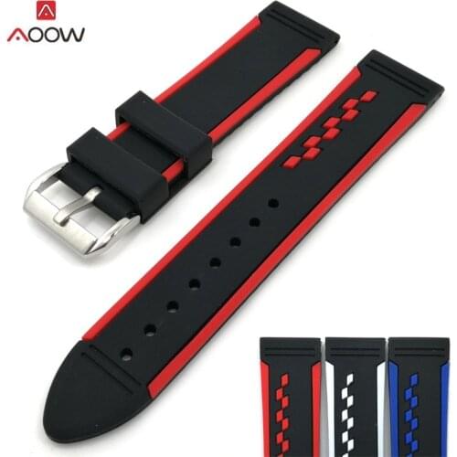 Double Colorful Watchband 20mm 22mm 24mm Silicone Rubber Watch Straps Waterproof Watchband Sport Fashion for Women Men‘s Watch