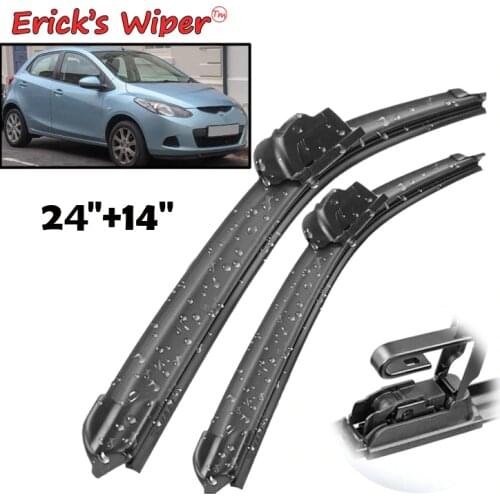 Ericks Wiper LHD Front Wiper Blades For Mazda 2 / Demio 2007 - 2014 Windshield Windscreen Front Window 24"+14"