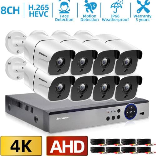 H.265 CCTV DVR Home Security Camera System 4K 8CH Video Surveillance Camera System Set 8 Channel DVR Kit 8MP 36pcs Infrared Led