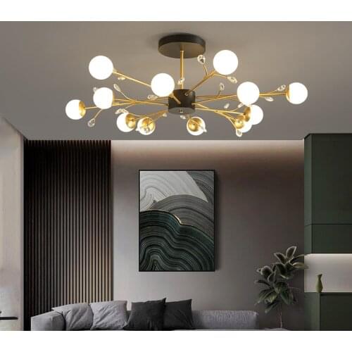 Postmodern gold modern chandelier luxury lustres de cristal living room lamp simple bedroom atmosphere Nordic dinning chandelier