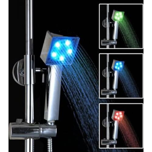LED Rainfall Shower Head Colorful Self-changing Shower Head No Battery Automatic Waterfall Shower Single Bathroom Showerhead