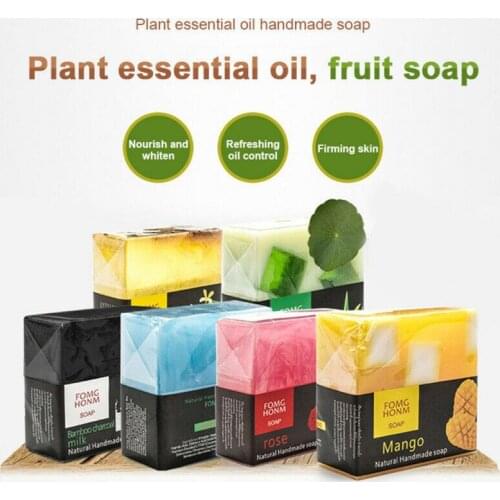 Thai Natural Fruit Soap Moisturizing Rose Bamboo Charcoal Hydrating Soap Cosmetics Removal Pimple Pore Acne Treatment