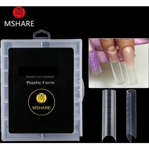 MSHARE Dual Form Tips Plastic Nail Extension Half Cover Arch Top Forms UV Nail Acrylic Gel Extended False Tip 12 Size 120pcs