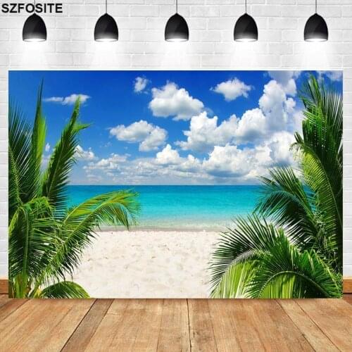 Summer Blue Sky White Cloud Beach Seascape Photography Background Family Room Wall Decoration Studio Shoot Photos Vinyl Backdrop
