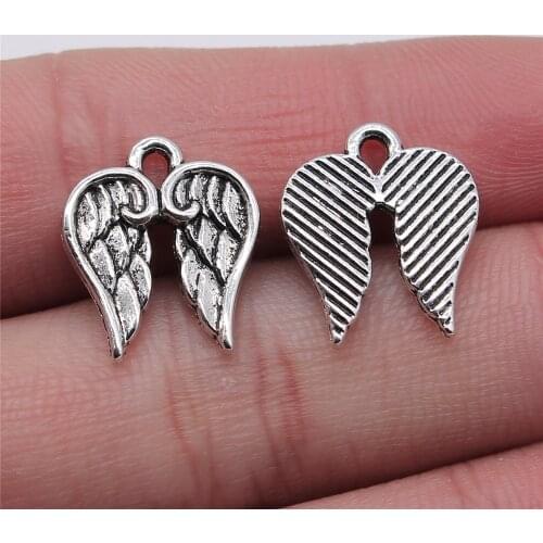 WYSIWYG 10pcs 15x17mm Charms A Pair Of Wings Antique Silver Color Pendant Wings Charms For Jewelry Making Jewelry Findings