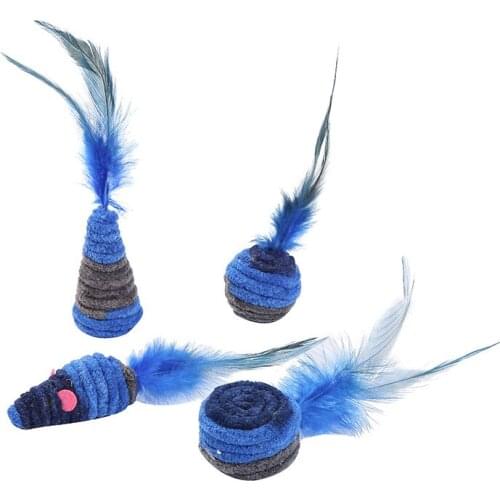 Cat Toy Funny Cat Ball Toy Plush Creative Fake Feather Interactive Cat Mouse Toy Kitten Ball Toys for Cats Pet Toys