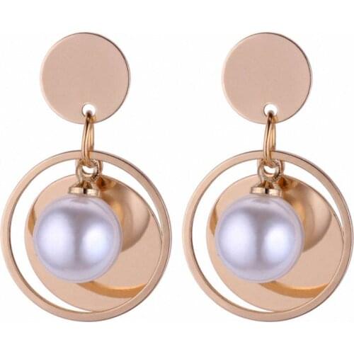 TONGKWOK Bohemia Exaggeration Dangle Earrings For Women Silk Thread Tassel Circular Pearl Long Chandelier Earrings #131963