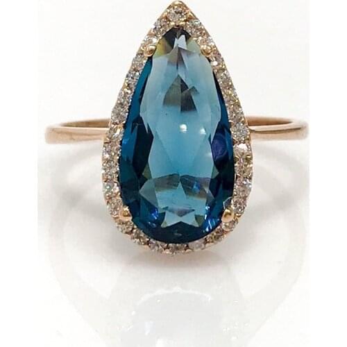 Anturaj Drop Sapphire Special Design Silver Ring