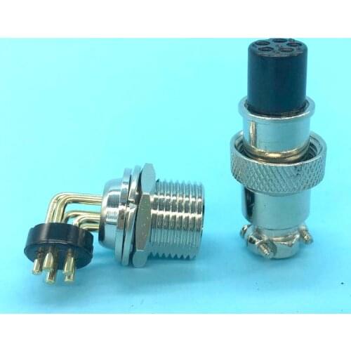 1PCS GX12 Right-angle Pin 4 Pin M12 Male & Female PCB Welded plate Connector Aviation Plug Circular Socket Connector