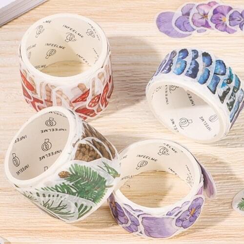 1Roll Flower Butterfly Petal Decorative Adhesive Tape Japanese Masking Washi Tape DIY Scrapbooking Stickers Stationery Labels