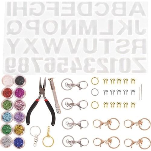 117Pcs Alphabet Resin Casting Silicone Molds DIY Epoxy Keychain Pendant Crafts