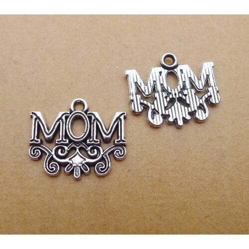 12 pieces/lot 17*20mm Metal alloy MOM letters pendant charm Antique silver color Jewelry Necklace bracelet key chian earring DIY