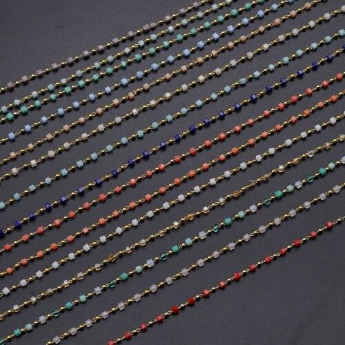 30 Meters/lot 3mm Square Crystal Stone Beads diy jewelry Making Chains Wholesale Bulk Chain Supply Factory Direct