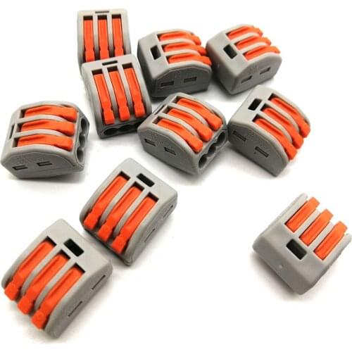 30 pieces/lot 222-413 Universal Compact Wire Wiring Connector 3 pin Conductor Terminal Block With Lever AWG 28-12