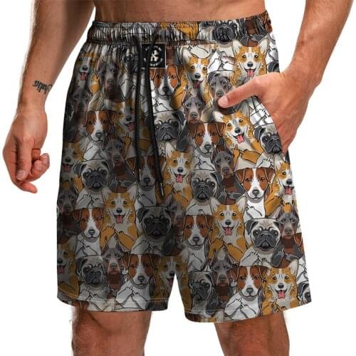 3D Plus Size Men Beach Pants Summer Cute Dog Digital Print Swimming Surf Shorts Personality Loose Quick Dry Casual Shorts S-6XL