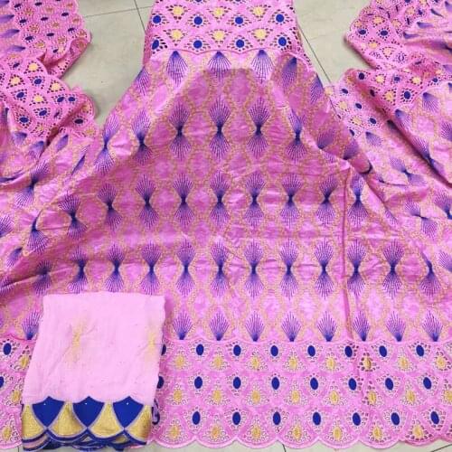 5+2 Yards Senegal Bazin Riche Cotton 2021 New Design African Lace Fabric Nigerian Men Or Women Wedding Sewing