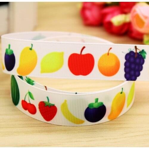 7/8'' Free shipping fruits printed grosgrain ribbon hair bow headwear party decoration wholesale OEM 22mm H5442