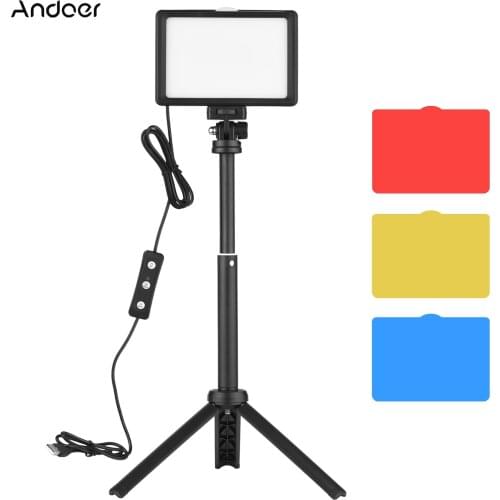 Andoer USB Video Conference Lighting Kit with 5600K Dimmable LED Video Light Desktop Tripod Color Filters for Live Streaming
