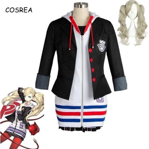 Anime PERSONA5 Anne Takamaki Cosplay Costumes Women Girls Japanese School Uniform Womens Clothes Wig Set Halloween Carnival