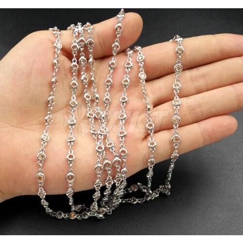 BC089 Wholesale Resist Tarnishable Silver Color 10 Meter Yellow Cubic Zirconia Chain Fashion Handmake Chain For Women Jewelry