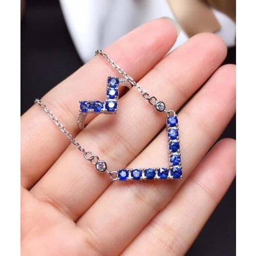 Free Shipping Natural sapphire jewelry set Natural Real star sapphire 925 sterling silver 1pc pendant,1pc ring