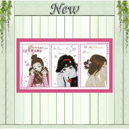 Girls minds beauty diy decor painting counted print on canvas DMC 11CT 14CT Chinese Cross Stitch kit embroidery needlework Sets