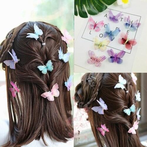 3Ddouble-deck Butterfly Hair Clips Mixed Imitation Festival Summer Party Wedding Kid Gift Antique tridimensional headdress